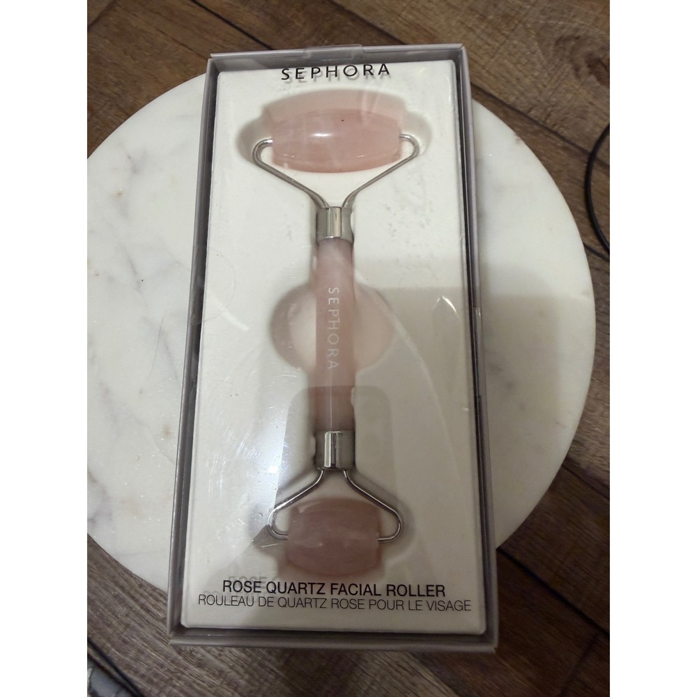Sephora Collection Rose Quartz Facial Roller Pink Double Ended Face Massager New